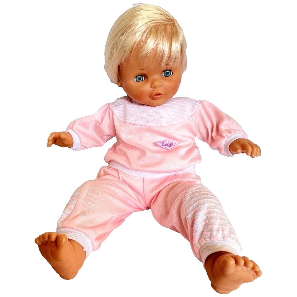 21" Vintage Famosa Baby Girl Doll Spain Vinyl Cloth Sleep Baby Blue Eyes Outfit